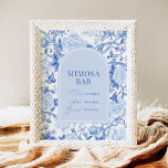 Blue White Chinoiserie Mimosa Bar Wedding Sign<br><div class="desc">This chinoiserie-inspired design features elegant botanical florals and greenery in delft blue and white. Personalize the invite with your details and if you want to further re-arrange the style and placement of the text,  please press the "Click to customize further" button.</div>