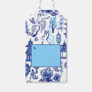 Blue & White Chinoiserie Rabbit Gift Tag