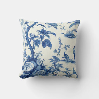 Blue & White Chinoiseries Throw Pillow