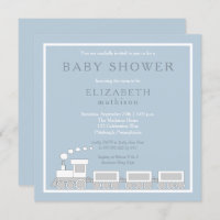 Blue | White Choo Choo Train Boy Baby Shower