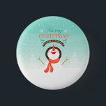 Blue White Christmas New Years Snowman Greetings 2 Inch Round Button<br><div class="desc">Blue and white Christmas / New Year snowman greetings button</div>