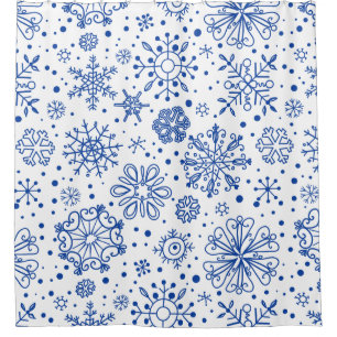 Blue & White Christmas Snowflakes Pattern