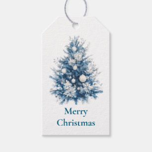 Blue White Christmas Tree Gift Tags