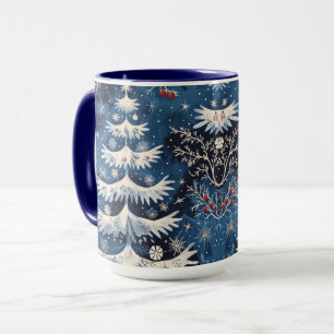 Blue White Christmas Tree Holiday Mug