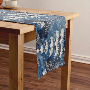 Blue White Christmas Tree Holiday Table Runner