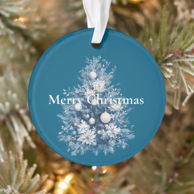 Blue White Christmas Tree Ornament (Tree)