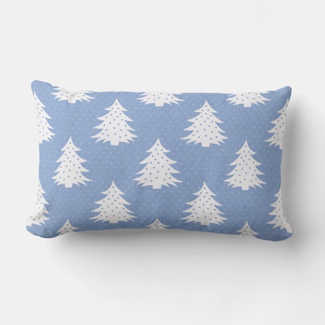 Blue/White Christmas Tree Reversible Pillow (Front)