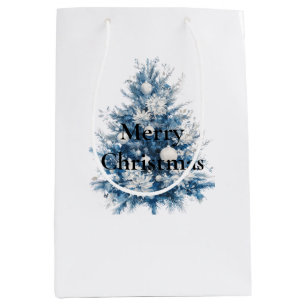 Blue White Christmas Trees Medium Gift Bag