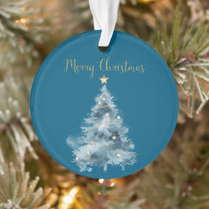 Blue White Christmas Trees Ornament