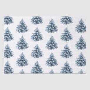 Blue White Christmas Trees Tissue Paper
