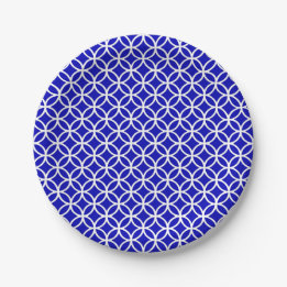 Blue White Circle of Life Paper Plate