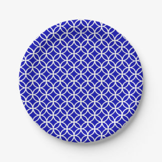 Blue White Circle of Life Paper Plate