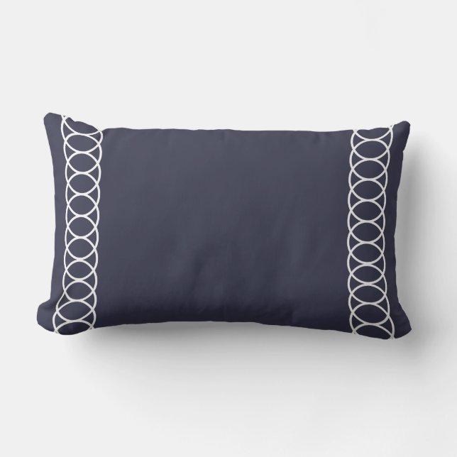 Blue & White Circle Trellis Lumbar Pillow (Front)