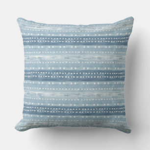 Blue & White Coastal Boho Throw Pillow