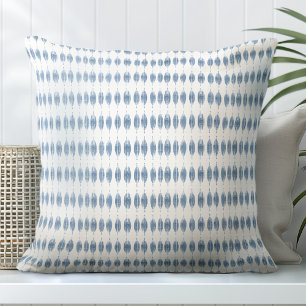 Blue & White Coastal Geometric Pattern Throw Pillow