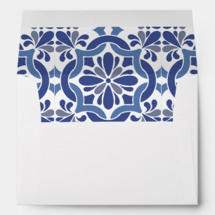 Blue & White Coastal Mediterranean Wedding Envelope