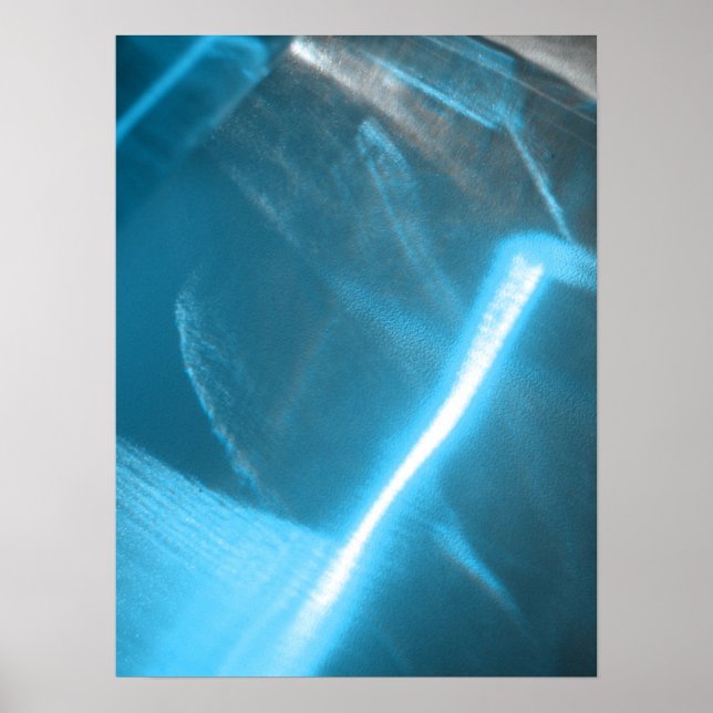 Blue White Cold Light on Glass Abstract Poster (Front)