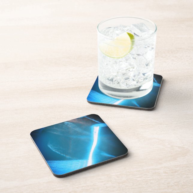 Blue White Cold Light on Glass Coaster (Right Side)