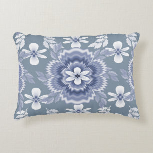 Blue White Colour Flower Pattern Accent Pillow