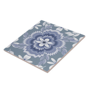 Blue White Colour Flower Pattern Tile