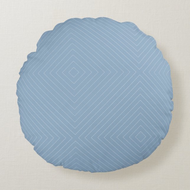 Blue & White Colour Striped Round Pillow (Front)