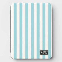 Blue White Colourful Stripes Monogrammed Initials