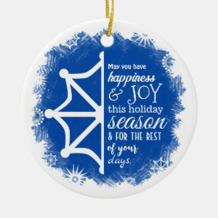Blue, White Company Logo'd Christmas Ornament