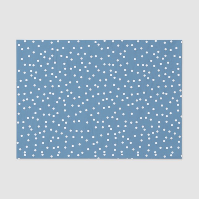 Blue & White Confetti Snow Dots Tissue Paper (Front)