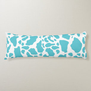 Blue & White Cow Spots Animal Print Pattern Body Pillow
