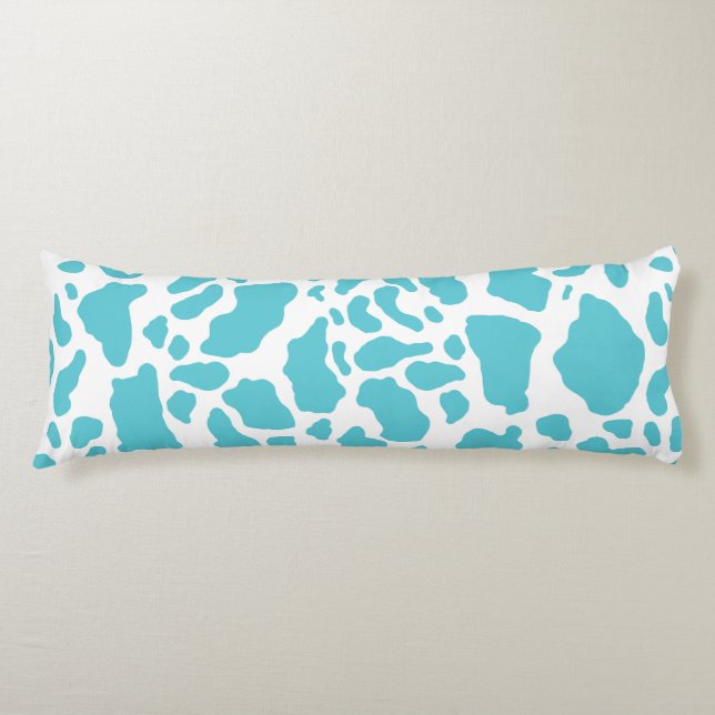 Blue & White Cow Spots Animal Print Pattern Body Pillow (Front)