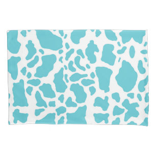 Blue & White Cow Spots Animal Print Pattern Pillowcase