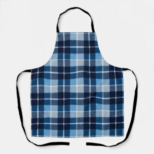 Blue White Cozy Plaid Flannel Apron