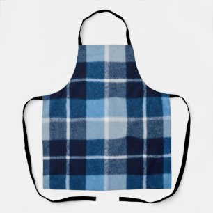 Blue White Cozy Plaid Flannel Apron
