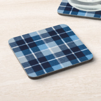 Blue White Cozy Plaid Flannel Coaster