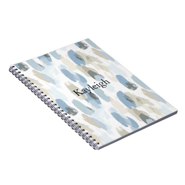 Blue White Cream Abstract Notebook (Right Side)