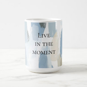 Blue White Cream Abstract Wedding Coffee Mug