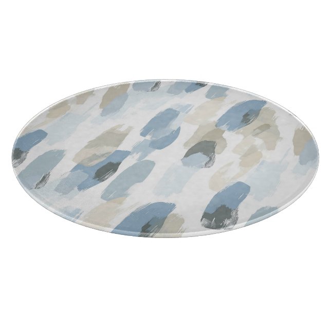Blue White Cream Abstract Wedding Cutting Board (Corner)