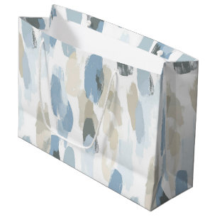Blue White Cream Abstract Wedding Large Gift Bag