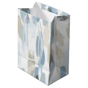 Blue White Cream Abstract Wedding Medium Gift Bag