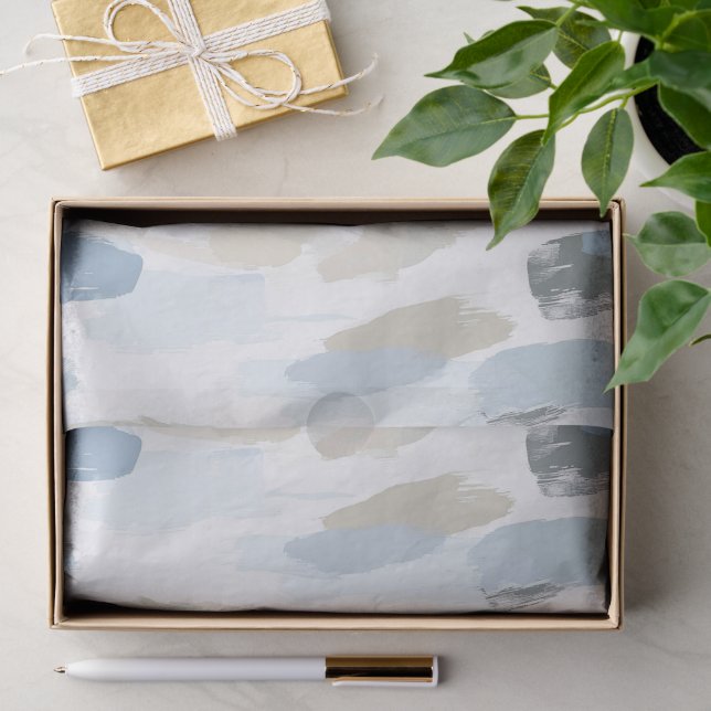 Blue White Cream Abstract Wedding Tissue Paper (Gift)
