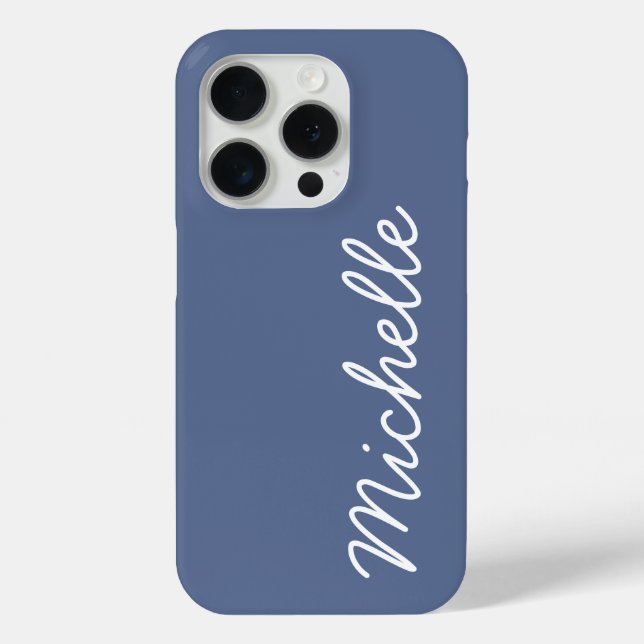 Blue & White Custom Cursive Name or Text Case-Mate iPhone Case (Back)