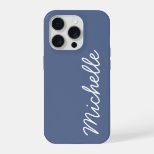 Blue & White Custom Cursive Name or Text iPhone 15 Pro Case