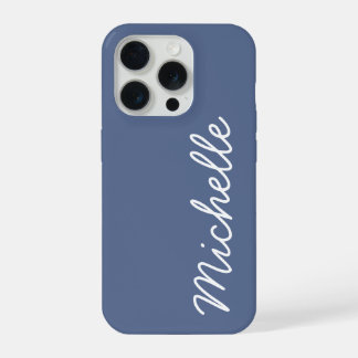 Blue & White Custom Cursive Name or Text iPhone 15 Pro Case