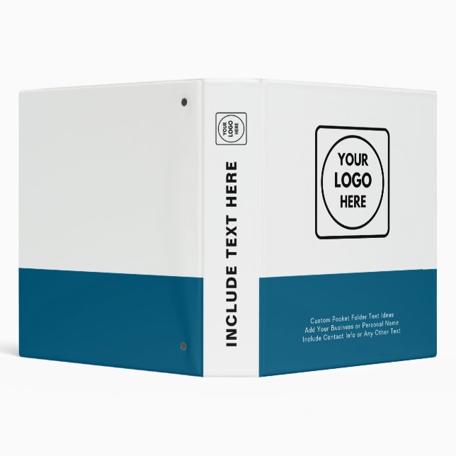 Blue White Custom Logo Text 3-Ring Binder (Background)