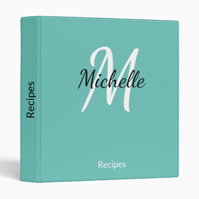 Blue & White Custom Monogram Cute Simple Elegant Binder (Front/Spine)