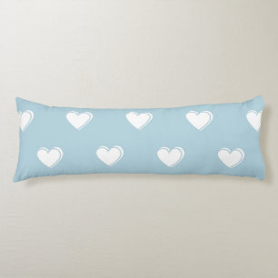 Blue White Cute Simple Heart Pattern Body Pillow