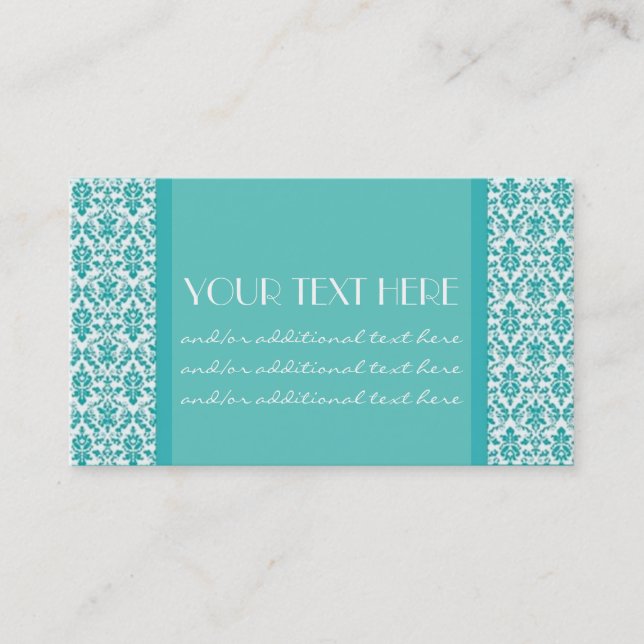 Blue&White Damask Business Card (Front)