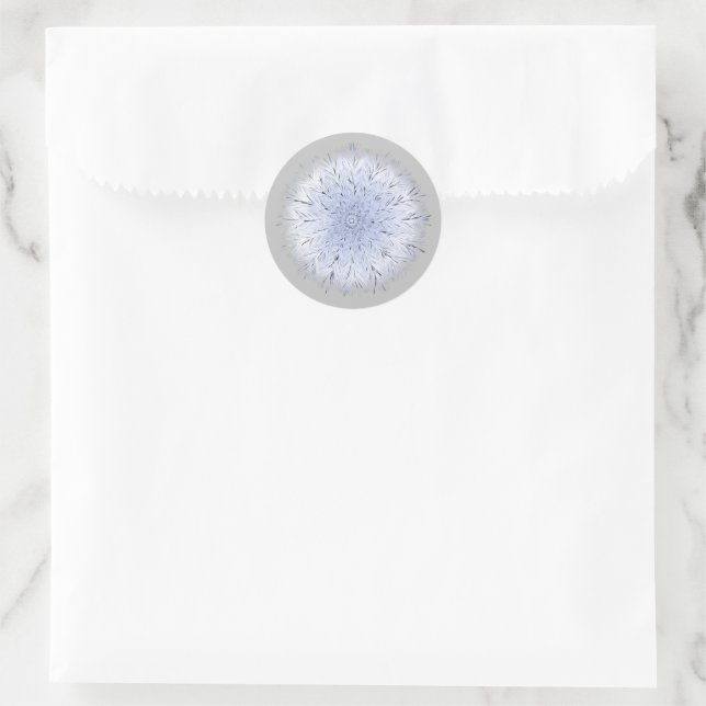 Blue White Dandelion Wildflower Floral Grey Classic Round Sticker (Bag)