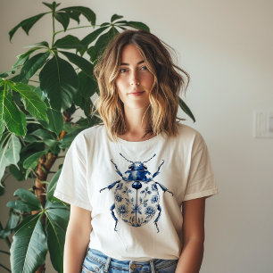 Blue & White Decorated Beetle T-Shirt