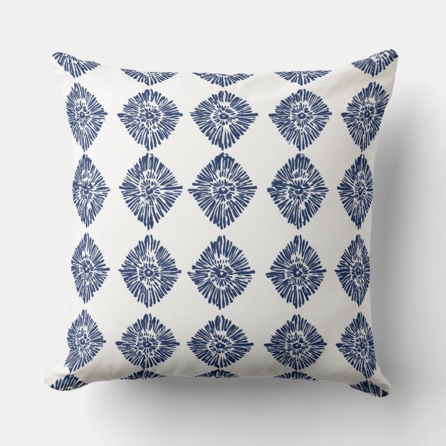 Blue & White Decorative Throw Pillow (Front)